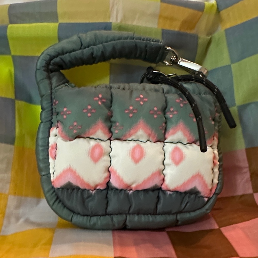 FP Movement by Free People Green and Pink Quilted Micro Pouch